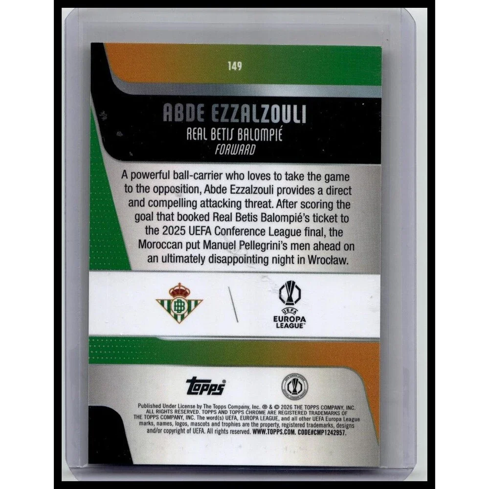 2025-26 Topps Chrome UEFA Abde Ezzalzouli #149 Betis Yellow Mini-Diamonds #/275